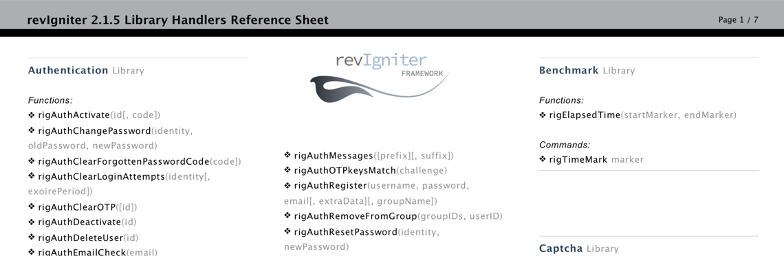 revIgniter Library Reference